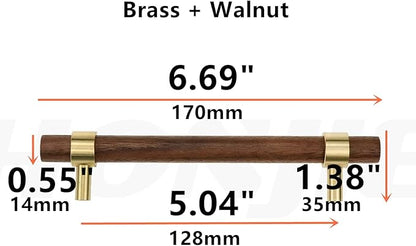 Drawer 6.69"/170mm Pulls Brass Walnut Kitchen Wardrobe Cabinet Hardware Pull Handle with Screw,30Pcs