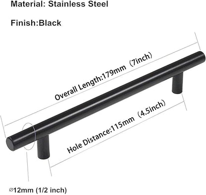 homdiy Black Drawer Pulls Cabinet Handles 10Pack - HD201BK Cabinet Door Handles 4-1/2 in Hole Centers Cabinet Hardware Modern Cabinet Pulls for Kitchen Cabintes
