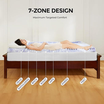 Dreamsmith 3 Inch 7-Zone King Memory Foam Mattress Topper, Cooling Gel Infused Foam Mattress Topper King for Pressure Relief, CertiPUR-US Certified