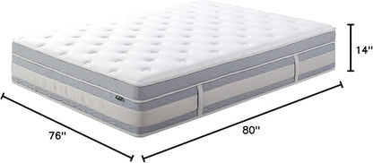 ZINUS 14 Inch Cooling Comfort Support Hybrid Mattress [New Version], King, Fiberglass Free, Medium Plush, Cooling Motion Isolation, Certified Safe Foams & Fabric, Mattress in A Box