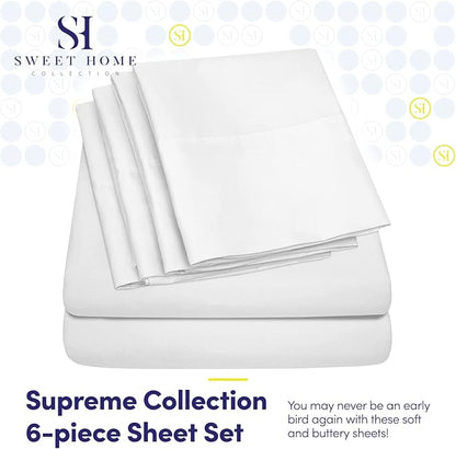 Twin Size Bed Sheets - 4 Piece 1500 Supreme Collection Fine Brushed Microfiber Deep Pocket Twin Sheet Set Bedding - 1 EXTRA PILLOW CASES, GREAT VALUE, Twin, White