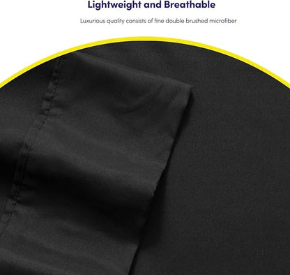 Full Size Bed Sheets - 6 Piece 1500 Supreme Collection Fine Brushed Microfiber Deep Pocket Full Sheet Set Bedding - 2 Extra Pillow Cases, Great Value, Full, Black