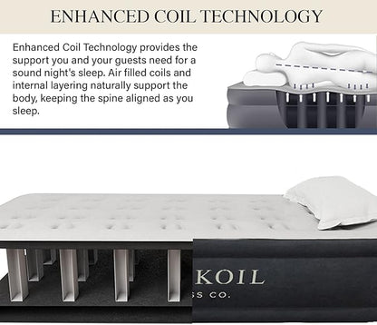 King Koil Luxury Twin Air Mattress with Built in Pump, 20” Double High Twin Size Premium Airbed, Inflatable Blow Up Mattress, Waterproof, 1-Year Warranty