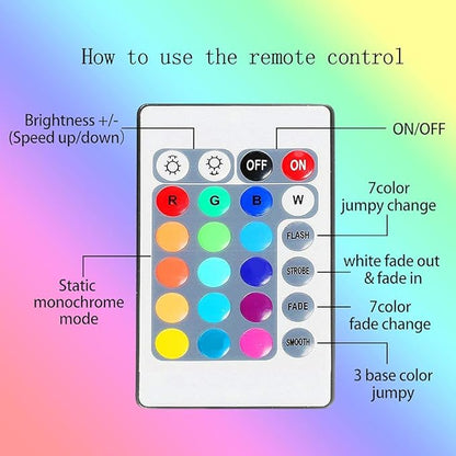 LED Strip with 24 Keys Remote Control, 2m Battery Powered Strip Lights for Party and DIY Decoration
