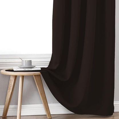 ChrisDowa 100% Blackout Curtains for Bedroom with Black Liner, 2 Thick Layers Total Blackout Thermal Insulated Grommet Small Window Curtains 2 Panels Set (Brown, 42 x 54 Inch)