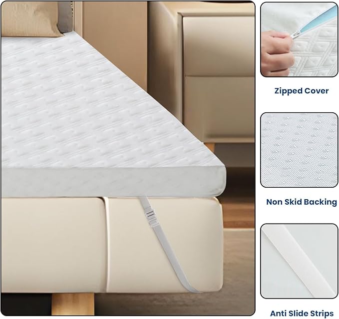 EDILLY 3 Inch Cooling Gel Memory Foam Mattress Topper Full Size,with Removable & Washable Bamboo Cover,Soft Breathable Mattress Pad,Bed Topper for Back Pain Relief (54x75)
