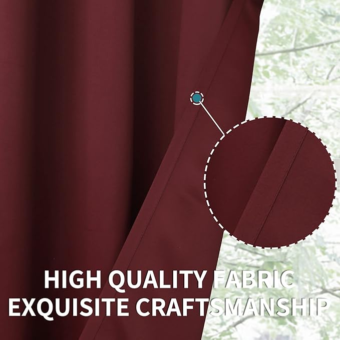 BGment Blackout Curtains for Bedroom - Grommet Thermal Insulated Room Darkening Curtains for Living Room, Set of 2 Panels, Each 55 x 96 Inch, Burgundy Red