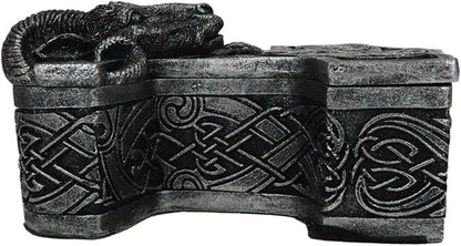 Ebros Gift Viking Ram Skull Thor Hammer Mjolnir with Runes Knotwork Decorative Jewelry Box Figurine Norse God of Thunder Scandinavian Mythology Collectible Trinket Stash Boxes