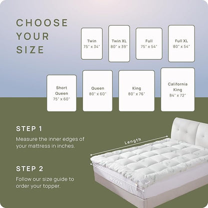 Cooling Mattress Topper - Twin Size | Plush Pad Mattress Topper for Back Pain Relief, 8-21" Deep Pocket | Viscose Made from Bamboo Pillow Top | Bedroom Essentials