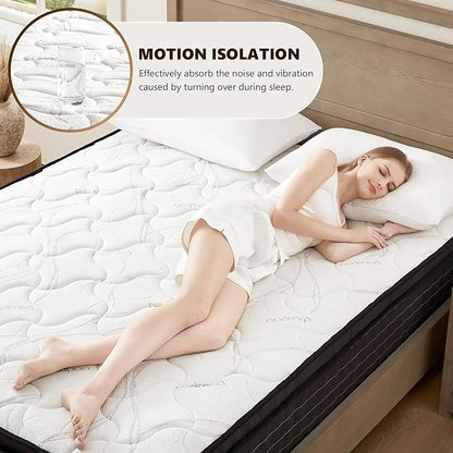 King Size Mattress - 12 Inch Hybrid King Mattresses in a Box with Bamboo Cover - King Size Memory Foam Mattress with Pocket Springs - Medium Firm Mattress for Pressure Relief - CertiPUR-US Certified