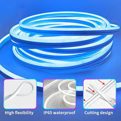 50ft Neon Rope Light, 24V RGB LED Strip Lights, Multi-Color, Music Sync, Dimmable, Remote/APP Control, Flexible DIY Design for Bedroom Indoor Outdoor