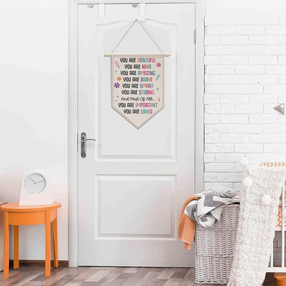 Aesthetic Wall Decor Girls Room Decor Boho Rainbow Wall Art Signs Canvas Hanging Pennant Flag Banner Wall Sign Decor Gift for Nursery Bedroom Playroom Game Room Front Door