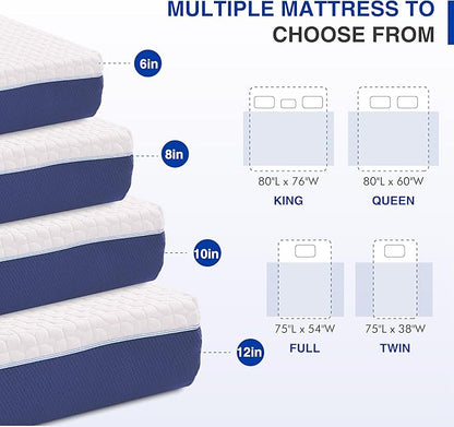 10 Inch Twin Size Mattress, Gel Cooling Memory Foam Mattress in A Box, Medium Firm Feel for Back Pain Relief, CertiPUR US Certified