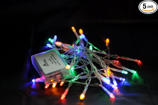 Karlling Battery Operated Christmas Lights,13 ft Short Clear Wire String Led Twinkle Fairy Light for Small Mini Xmas Tree and Wedding Party Indoor/Outdoor Decoration(Multicolor,5 Pack)