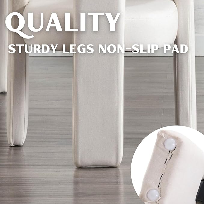 Modern Barrel Dining Chairs Set of 3, Linen Upholstered Accent Side Chair with Arms Comfy Makeup Vanity Chairs, Dining Living Room Kitchen Chairs, Beige