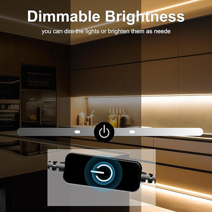 COB LED Strip,LED Strip Lights 5M/16.4ft,Touch Dimmable LED Strips,CRI90+,2700K Warm White cob led,1600LEDs,24V LED Tape Lights,Indoor for Bedroom, Kitchen, TV, Mirror,Cabinet