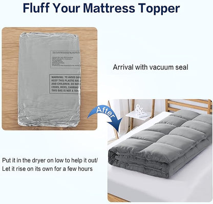 SOPAT Mattress Topper King Size Extra Thick Mattress Pad 8-21" Deep Pocket Soft Down Alternative Fill Mattress Protector Pillow Top Mattress Cover (78x80 Inches, Grey)