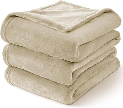 BEDELITE Fleece Blanket Linen Throw Blanket for Couch & Bed, Luxury Plush Cozy Fuzzy Blanket 50" x 70", Super Soft Warm Lightweight Fall Throw Blanket for Travel Camping