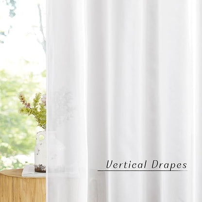 NICETOWN Airy Sheer Window Curtains 54 inch Length for Bedroom, Grommet Solid Ivory Voile Sheer Texture Soft Window Treatment for Bathroom/Living Room, W54 x L54, Set of 2