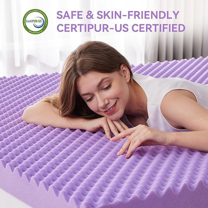 SINWEEK 4 Inch Egg Crate Memory Foam Mattress Topper Queen Size, Soft Mattress Pad for Back Pain Relief, Bed Topper, CertiPUR-US Certified