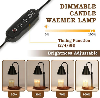 Candle Warmer Lamp with Timer Dimmable, Christmas Birthday Gifts for Women Mom, Vintage Candle Lamp, Black Candle Warmer for Jar Scented Candles, Home Decor, Wax Melt Warmer with 2 Bulbs