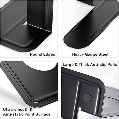 MaxGear 8.5 in Extra Large Heavy Duty Metal Book Ends, Black Universal Premium Bookends for Shelves, Non-Skid Bookend, Book Stopper for Books/Movies/CDs/Games, 8.5 x 5.9 x 7.8 in, 2 Pairs/XL