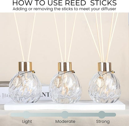 4Pcs Reed Diffuser Set with Metal Golden Decoration, Empty Reed Diffuser Bottles with 20Pcs Reed Diffuser Sticks, Unique Design Bottles for Home and Office(2 Spiky Ellipsoidal+2Twill)