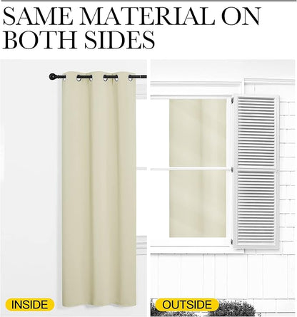 NICETOWN Closet Curtain for Bedroom Door Privacy, Faux Folding Accordion Doors, Blackout Noise Reducing Room Divider Curtains for Doorway Laundry Room Bifold Door (1 Panel, 5ft wide x 9ft long, Beige)
