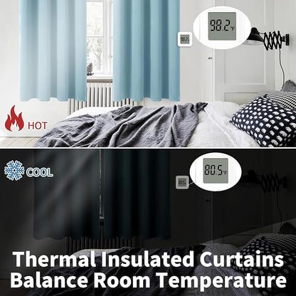 BGment Room Darkening Curtains 108 Inches Long - Grommet Thermal Insulated Drapes Window Treatment Curtains for Bedroom, 2 Panels, 52 x 108 Inch, Greyish Blue