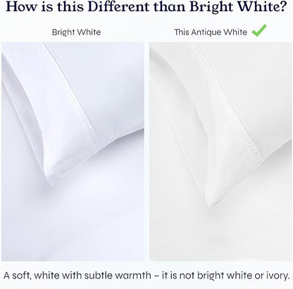 California Design Den 2-Pack Twin Size Bed Sheets Cotton - 400 Thread Count 100% Cotton Sateen - Soft, Breathable & Cooling Sheets, Wrinkle Resistant, 2 Sets of Deep Pocket Bed Sheets - Antique White
