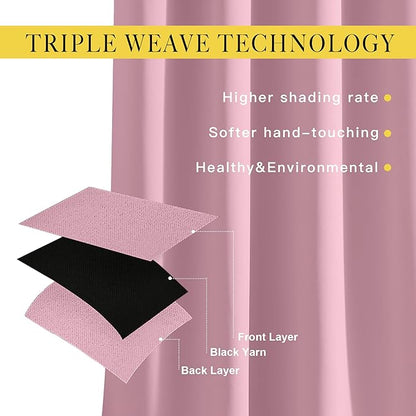 NICETOWN Blackout Sliding Door Curtains 84 inch Length 2 Panels - Thermal Insulated Solid Grommet Room Darkening Window Treatments for Bedroom/French Door (Crystal Pink, 2 Panels, W66 x L84)