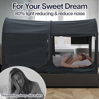 Alvantor Canopy Bed 2-in-1 Dream Privacy Space Full Size Sleeping Tents Indoor Pop Up Portable Frame Breathable Reducing Light & Air Ventilation