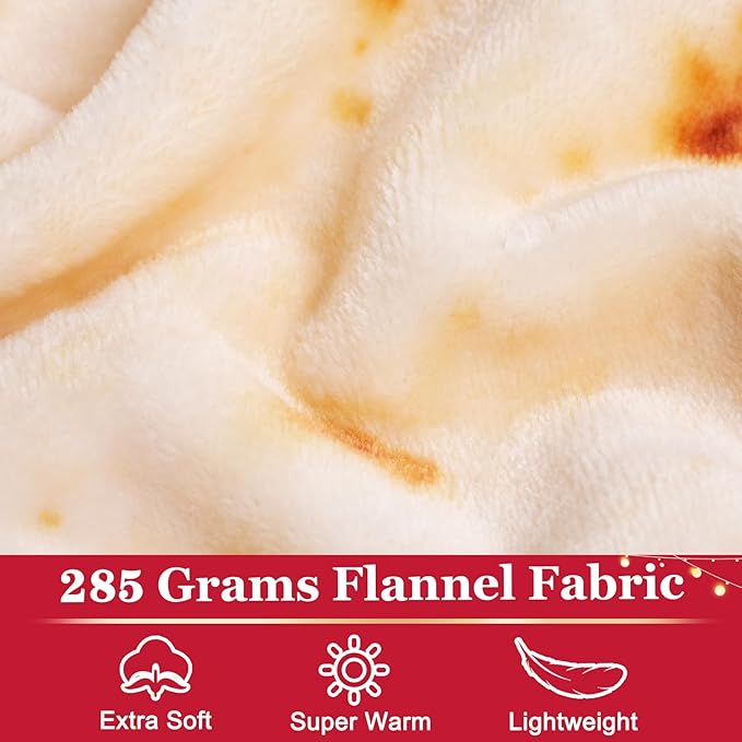 Jorbest Burrito Tortilla Throw Blanket Birthday Gifts for Women Men Teen Boys Girls, Novelty Tortilla Food Blanket Funny Gifts for Adult Kids, 285 GSM Soft Flannel Taco Blanket (Yellow, 47 inches)