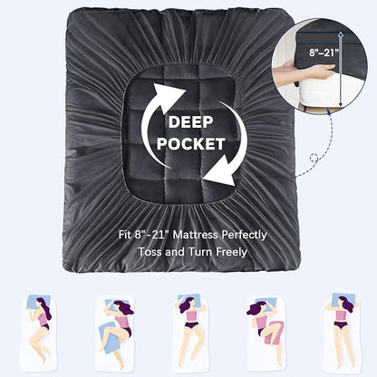 CYMULA Twin Mattress Topper, Cooling Mattress Pad Cover, Extra Thick Pillow Top Mattress Topper with 8-21 Inch Elasticated Deep Pockets, Plush Down Alternative Fill Mattress Protector