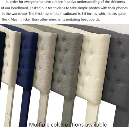 24KF Upholstered Tufted Button Linen Fabric Headboard,Comfortable Fashional Headboard King/CA King Size,Navy Blue