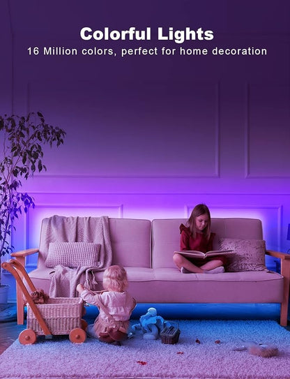 DAYBETTER Smart RGB Led Strip Lights, 200ft Led Lights for Bedroom with App Control, Multicolor Changing Led Light Strips Apply for Home Decor, Living Room, Kitchen, Home Party Decoration
