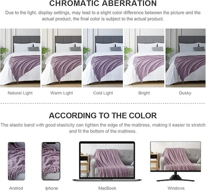 BOURINA Light Lavender Throw Blanket 50x60 Inches Throw Textured Solid Soft Sofa Couch Decorative Knit Blanket
