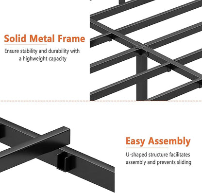 King Bed Frame-Classic Metal Platform Bed Frame,Mattress Foundation with Steel Slat Support,Under Foundation Storage,No Box Spring Needed, Easy Assembly, King Size