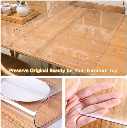 48 x 104 Inch 4FT Clear Plastic Dining Table Protector Tablecloth Desk Pad Mat Wooden Furniture Coffee Glass End Side Bar Table Cloths Top Protection Countertop Cover Waterproof Rectangular PVC Vinyl