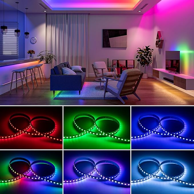 BTF-LIGHTING WS2812B IC RGB 5050SMD Pure Gold Individual Addressable LED Strip 3.28FT 144LED 144Pixel/m Flexible Full Color IP30 DC5V for DIY Chasing Color Project(No Adapter or Controller)