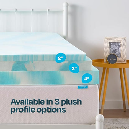 Linenspa 2 Inch Gel Swirl Memory Foam Mattress Topper – Cooling Gel Infused – Pressure Relieving Bed Topper - Mattress Pad – CertiPUR Certified - Twin Size