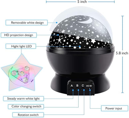 Night Light for Kids, Kids Night Light Nebula 360 Degree Rotation - 4 LED Bulbs 12 Light Color Star Projector Changing with USB Cable, Romantic Gifts for Men Women Children