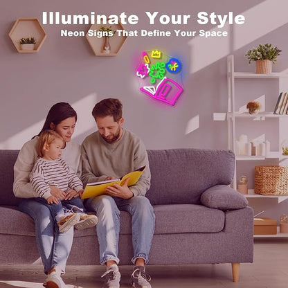 Magical Book Neon Sign, The Wonderful World of Books Design, USB Powered Dimmable, 5V/2A, for Kids, Gift, Office, Bedroom, Reading Room, Kids Room, Classroom, Book Lover