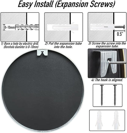 20" Round Mirror Circle Wall Mounted Hanging or Against Wall Metal Frame Dressing Make-up Mirrors for Entryway Bedroom Bathroom Living Room 20 inch Black