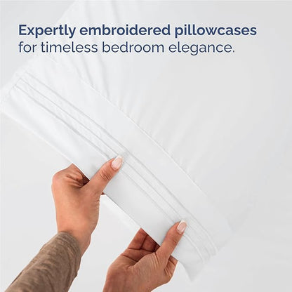 Full Size 4 Piece Sheet Set - Comfy Breathable & Cooling Bed Sheets Set - Hotel Luxury Bedding for Women, Men, Kids, Teens, Boys & Girls - Deep Pockets, Ultra-Soft and Wrinkle Free - Oeko-Tex - White