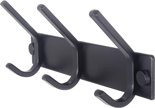 WEBI Coat Rack Wall Mounted,3 Coat Hooks for Hanging Coats,Heavy Duty Metal Hook Rack Hook Rail Coat Hanger Wall Coat Rack with Hooks for Clothes Entryway Jacket,Black