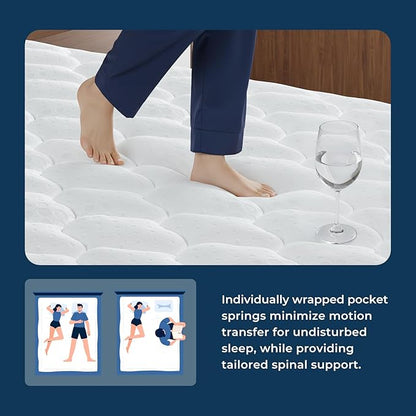 Vesgantti Mattress Twin Size 9 Inch, Fiberglass-Free | Cool Sleep Hybrid Single Mattress in a Box - Memory Foam & Pocket Springs, Ergonomic Design, Pressure Relief, Medium Firm Feel, 39"*75"*9"