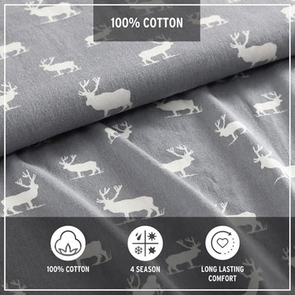 Eddie Bauer - Full Sheets, Cotton Flannel Bedding Set, Brushed For Extra Softness, Cozy Home Decor (Elk Grove, Full)