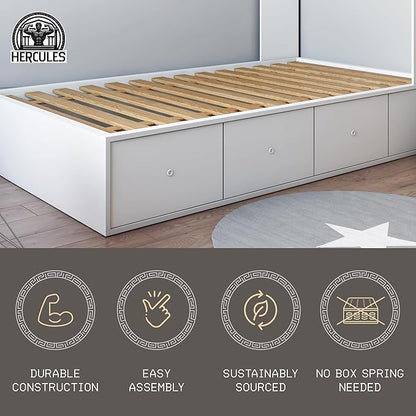 Hercules Bed Support Slats, Heavy-Duty Solid Pine Wood Bunkie Board, Xtreme, Queen Size - Wooden Mattress Frame and Platform - Easy Assembly for Beds