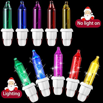 Mudder 60Count 2.5V Christmas 50/100/150/200 Count Mini Incandescent Wire Replacement Bulbs Indoor/Outdoor Christmas Lights Decor for Home Xmas Tree (White Base with Fresh Bulb)
